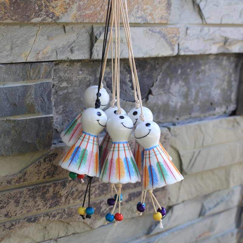 中国风 元素风铃 纪念品 晴天娃娃羽毛球陶瓷风铃 庙会夜市爆款