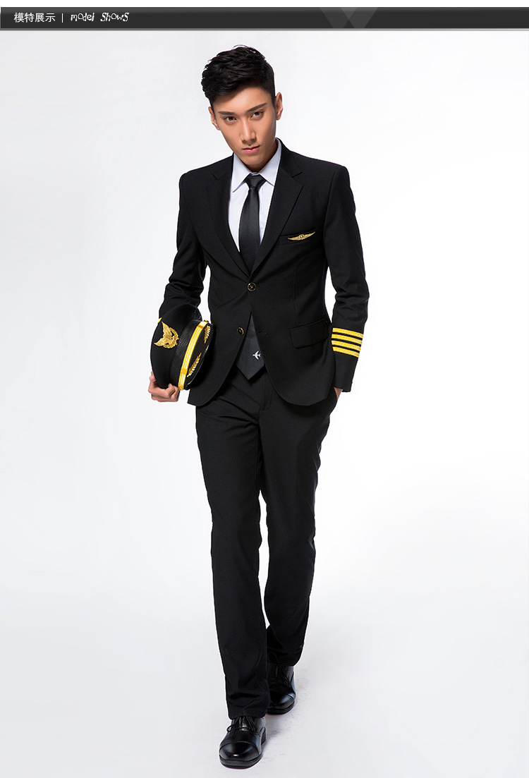 空少制服外套男飞行员服装机长制服男空军西装演出服海军常服春季