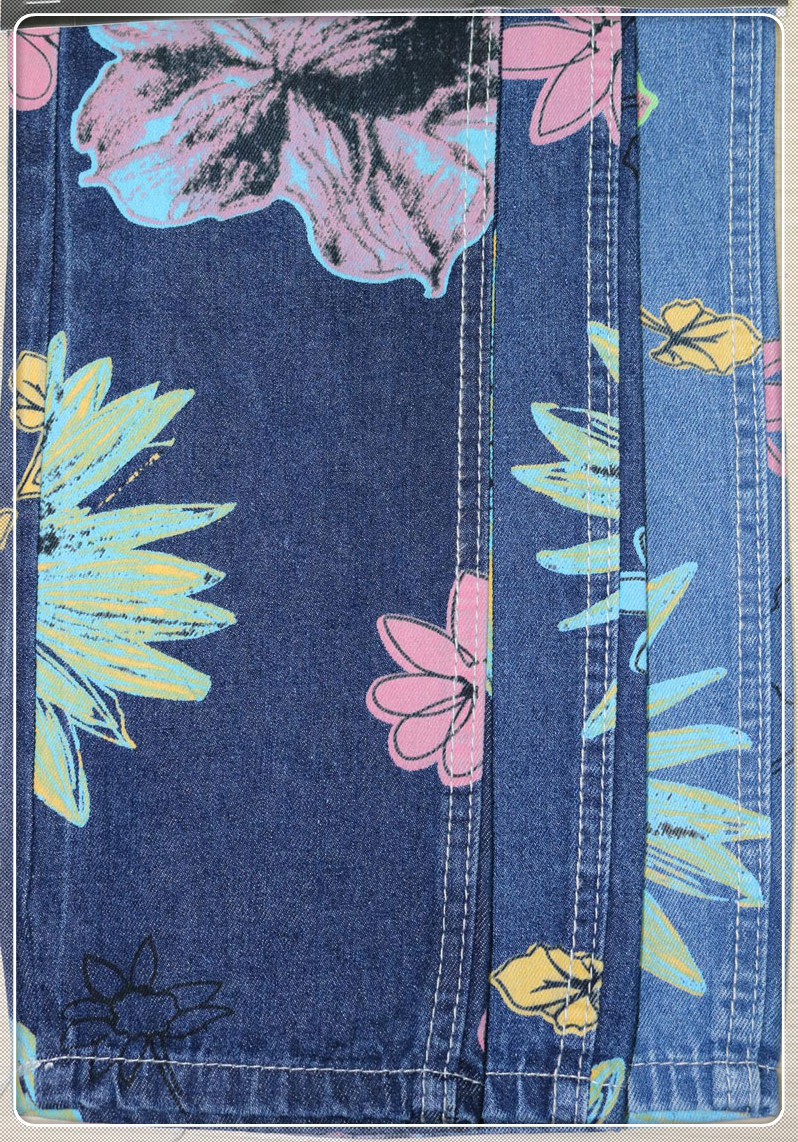 秋冬现货 印花牛仔 全棉粗狂牛仔布 牛仔彩色印花 彩拔裤料外套料