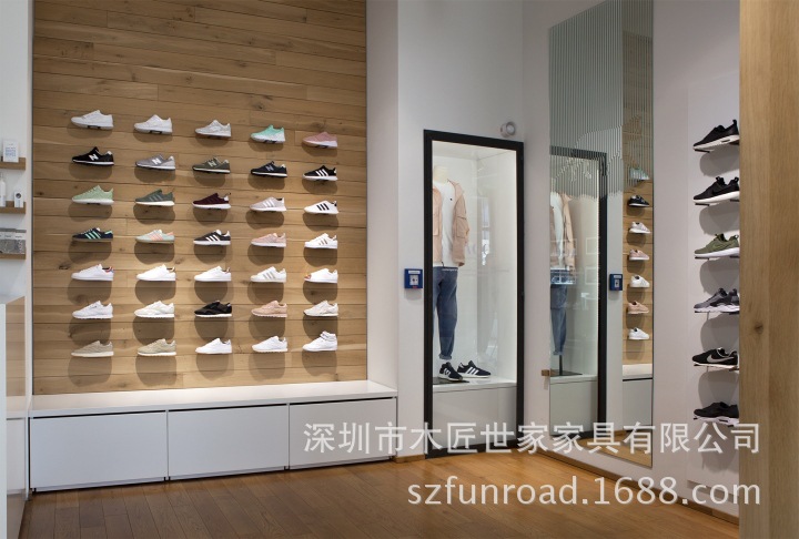 专业展柜定制厂家 木质烤漆展示柜 男女式鞋柜 商场运动鞋柜台