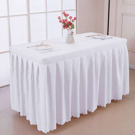 Hotel Meeting Room Sign-in Table Skirt Wedding Banquet Table Skirt Home Table Top Tablecloth Rectangular Tablecloth Table Skirt