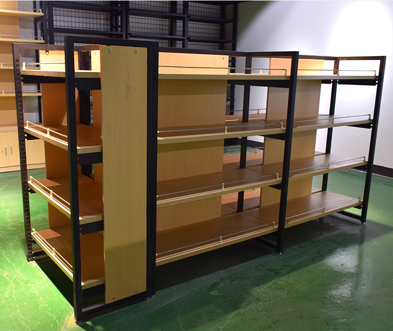 厂家直销双面钢木货架超市便利店货架 定制加厚超市便利店货架