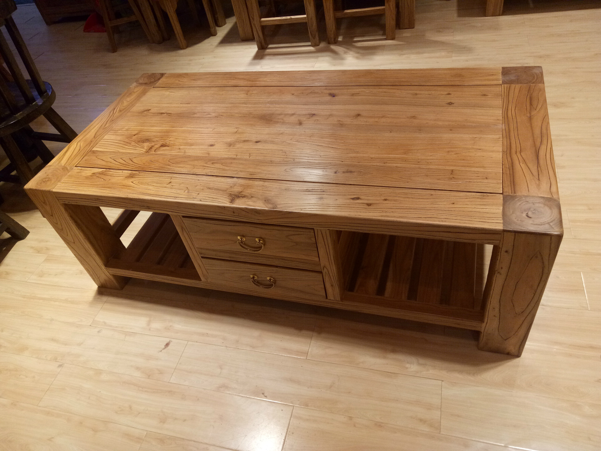 厂家老榆木家具实木抽屉茶几配沙发客厅茶几仿古