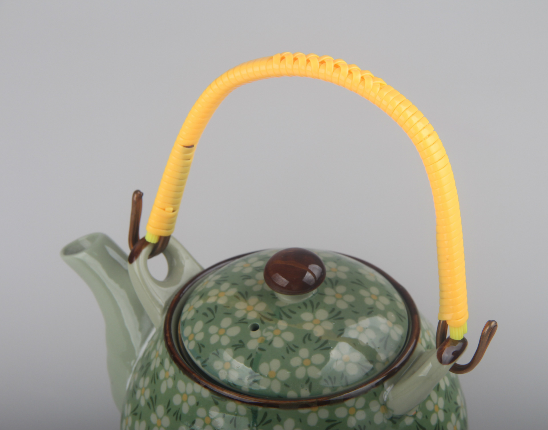 扁绳橙色款塑料编织把手耐用陶瓷提梁壶耳玻璃咖啡茶壶手炳