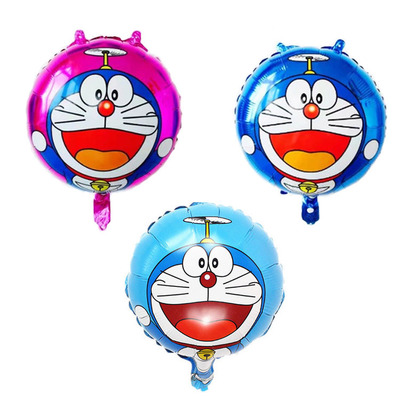 18寸圆形机器猫气球 哆啦a梦铝膜充气装饰 叮当猫生日氦气球大号