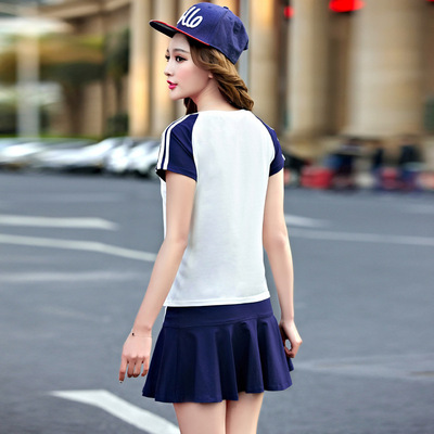 2017韩版运动裤裙女夏大码时尚棒球裙园服休闲套装女闺蜜装运动服