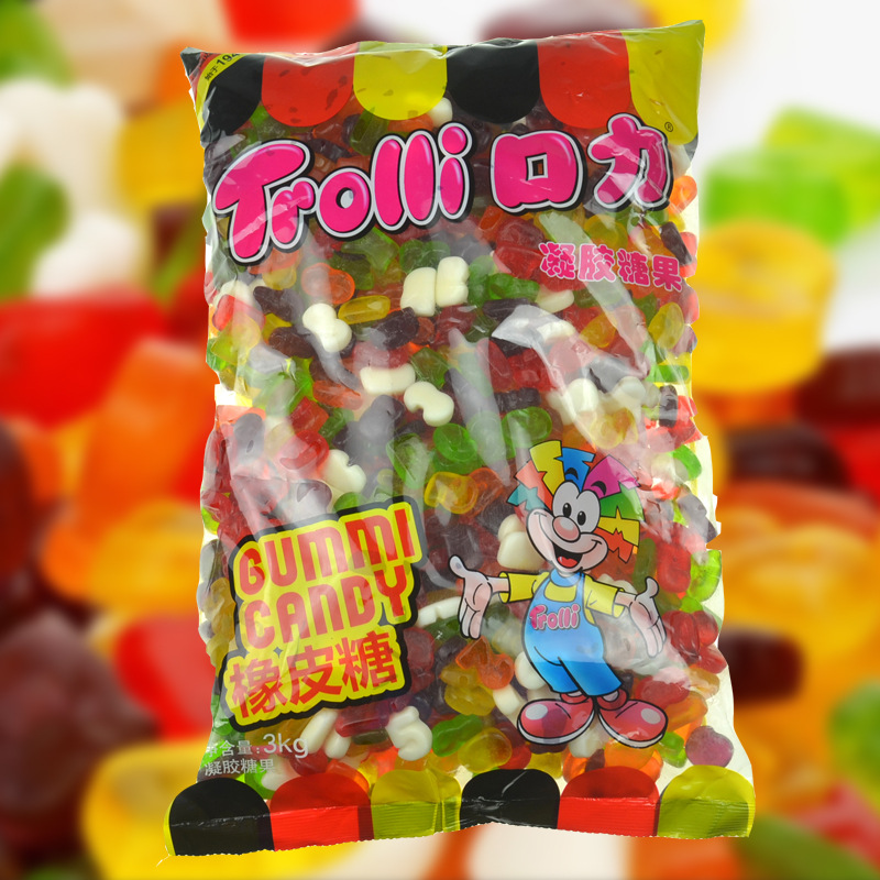 批发德国口力橡皮糖 trolli软糖 口力数字字母橡皮糖3kg 批发软糖