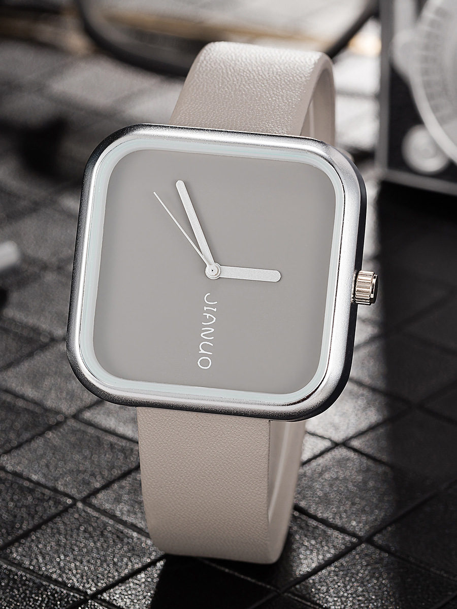 新款正方形石英表 极简风无刻度表盘 进口pc-21机芯