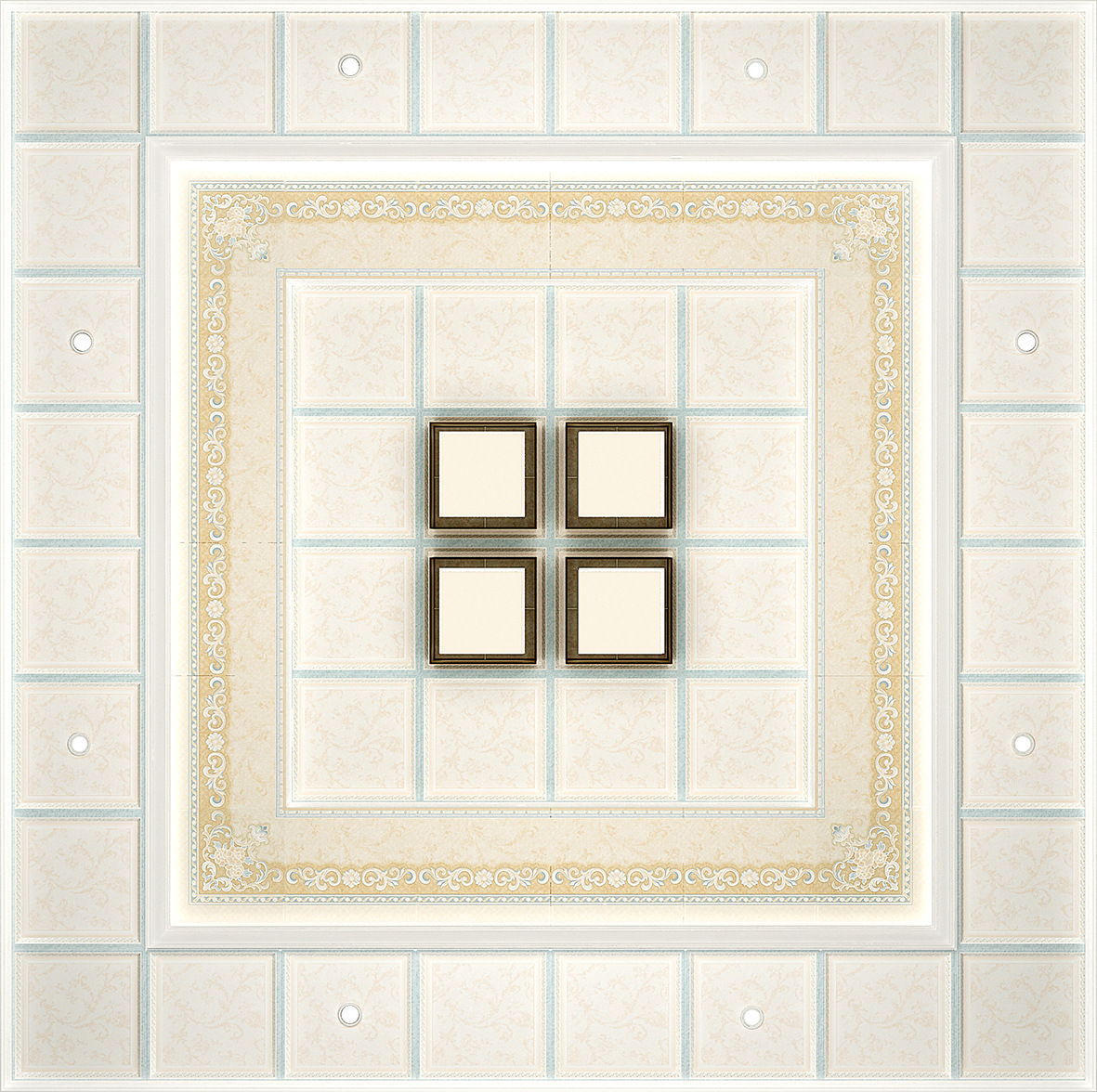 铝天花吊顶材料 客厅餐厅集成吊顶铝扣板 美式田园风格铝扣板吊顶