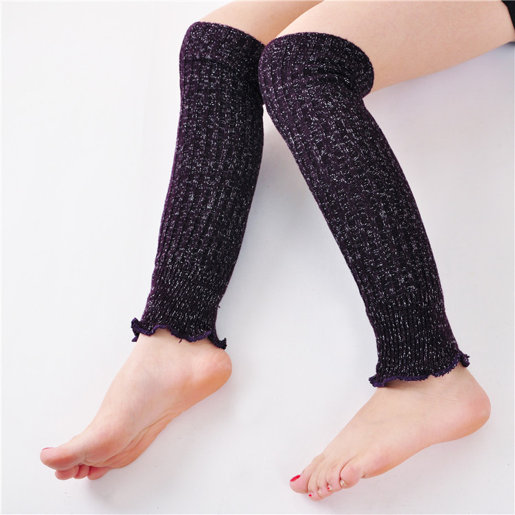 新款秋冬季袜套女式2x2银丝护膝腿套长款保暖袜套厂家直销批发