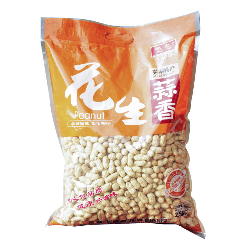 厂家批发飞花带壳蒜香味花生2.5kg大包装花生 香脆可口坚果零食