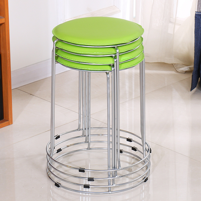 震日家用时尚餐椅圆凳子实木简易可叠落椅子会议简单用椅工厂批发