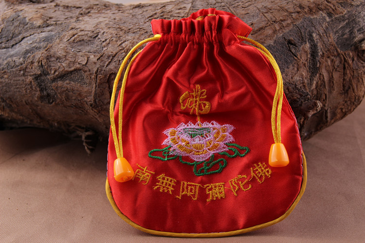 批发福袋祈福小佛袋念珠袋阿弥陀佛黄色佛教用品袋子佛学荷包