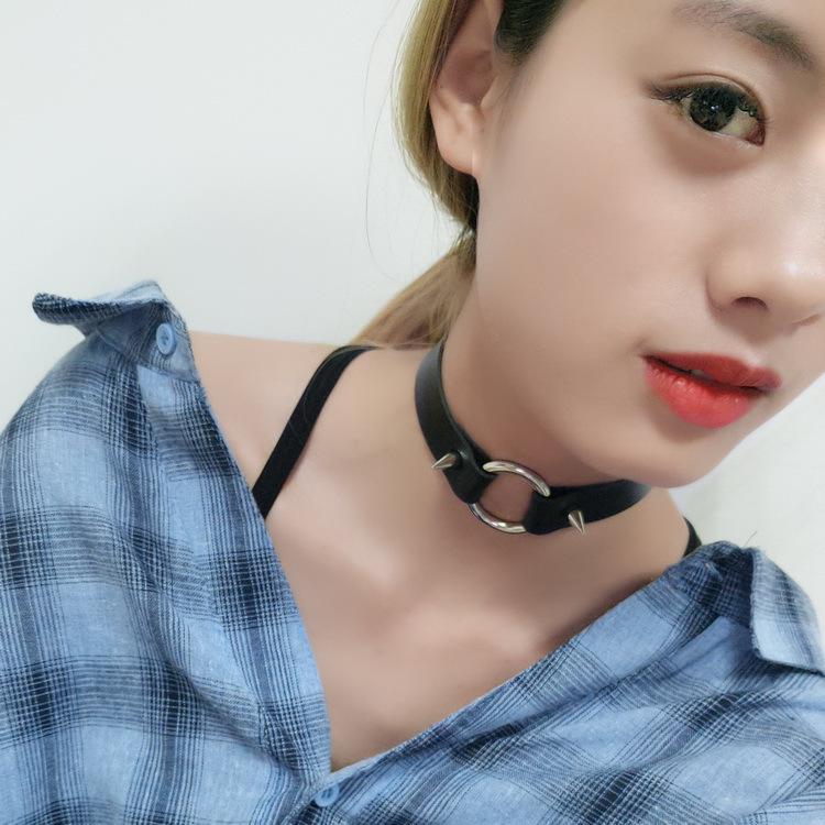 2019欧美项链 朋克风铆钉颈链项圈 原宿脖子饰品牛皮项链女choker