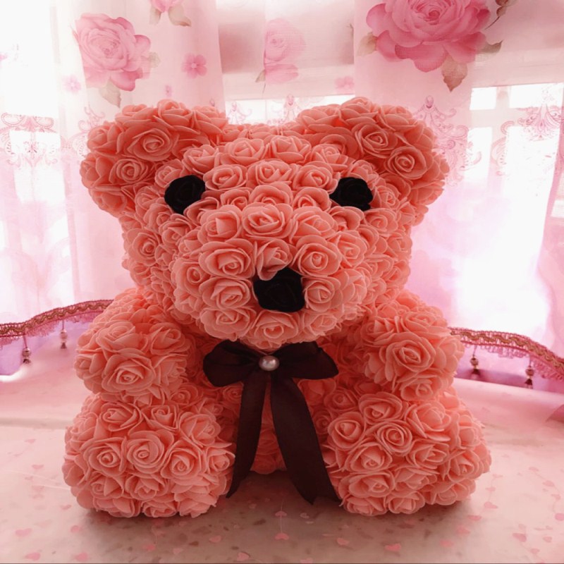 diy玫瑰花泡沫小熊模型34cm抱抱熊模具手工制作材料包非成品
