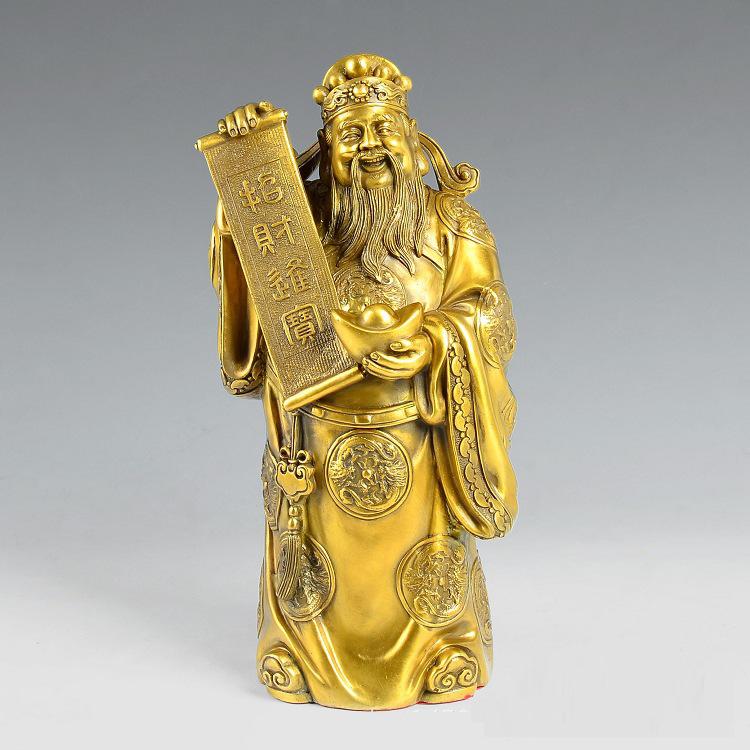 批发黄铜财神爷文财神财帛星君财神像纯铜摆件家居饰品铜器