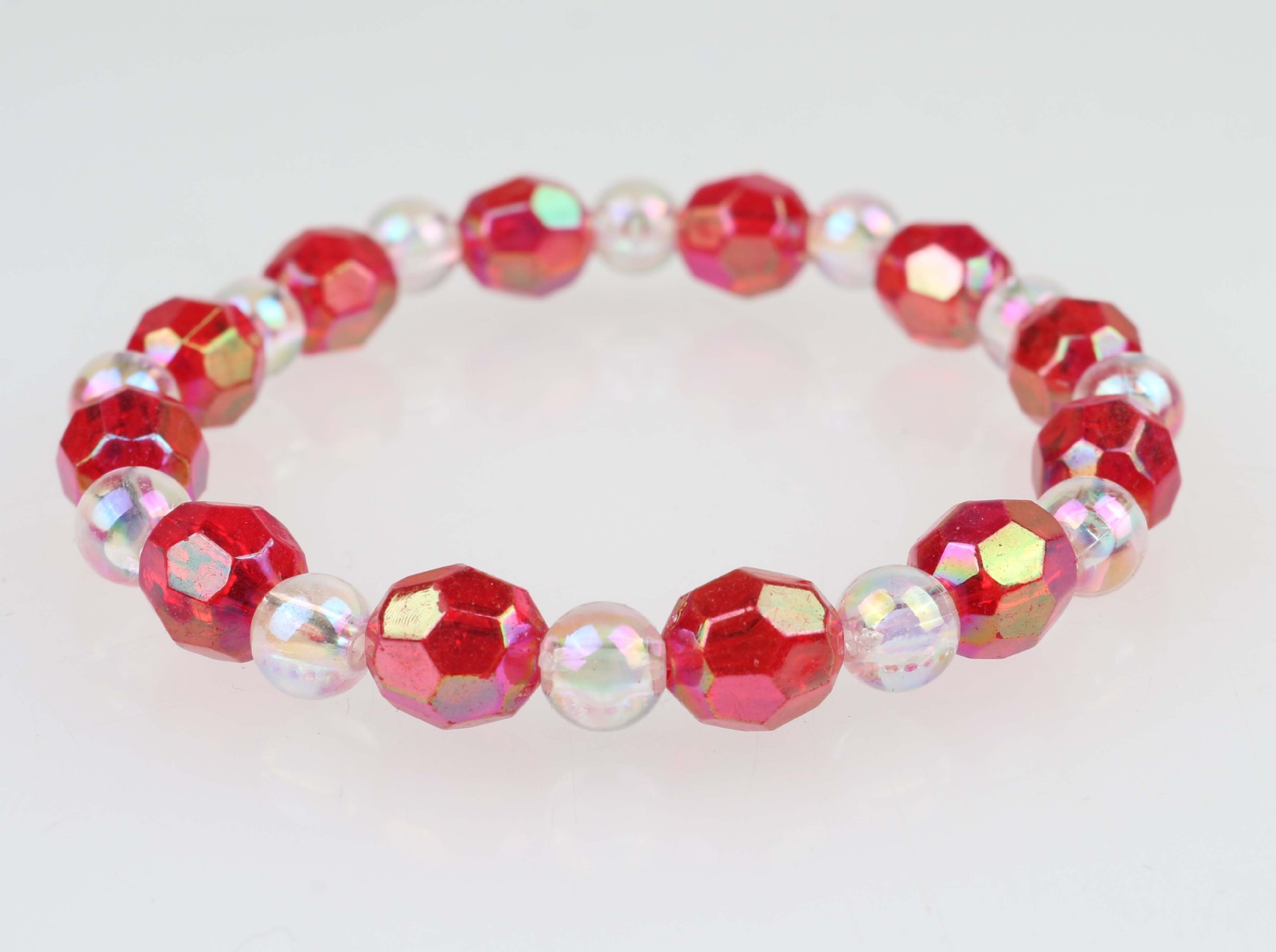 厂家直销 2018新款 儿童ab圆珠加ab角珠手链 亚克力串珠手链混色