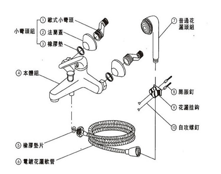 外贸皇家三联浴缸冷热水龙头花洒手持4分接口铜水龙头皇佳三联