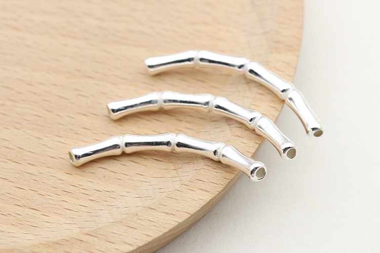 s925纯银diy串珠手链弯管 素银竹节银骨小管银饰手工配件材料