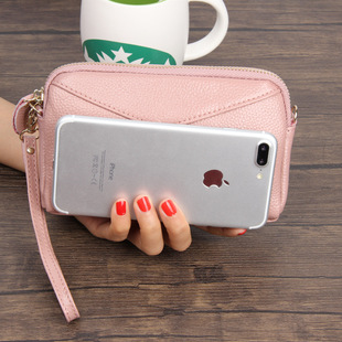 厂家直销新款时尚牛皮女士手拿包韩版真皮手碗包手机包长款钱包女