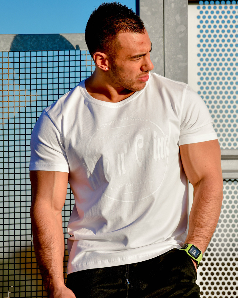 肌肉健身兄弟夏季新款t恤 男士圆领短袖纯棉弹力修身吸汗透气上衣