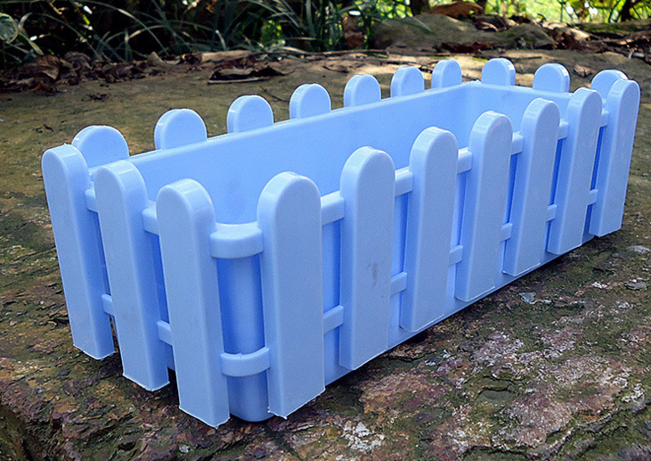 塑料长方形围栏花盆白色栅栏花盆 居家养花 阳台种菜 可配托盘