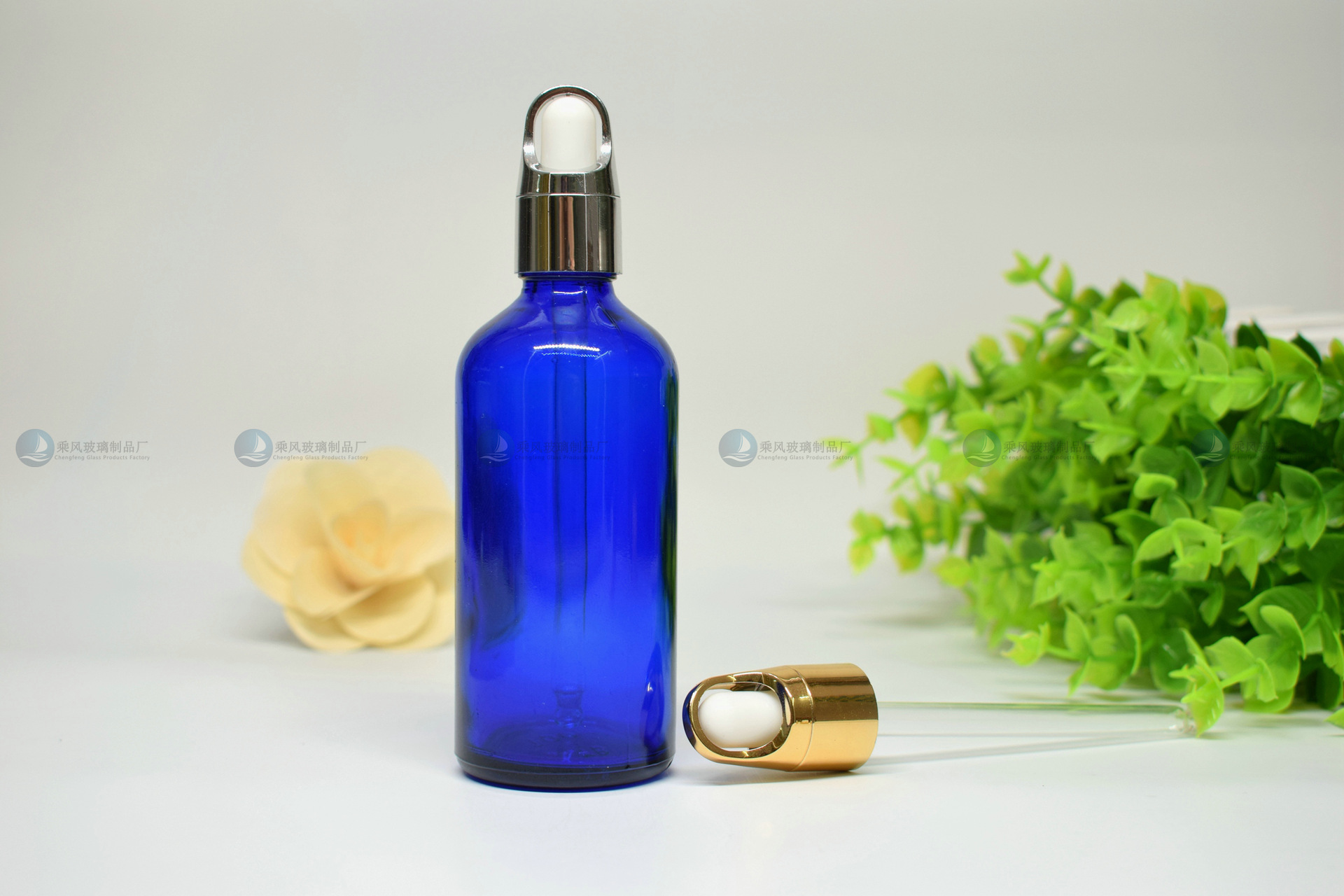 蓝色精油瓶 陶瓷蓝 100ml【无麻点 无气泡 无黑点 容量精准】厂价