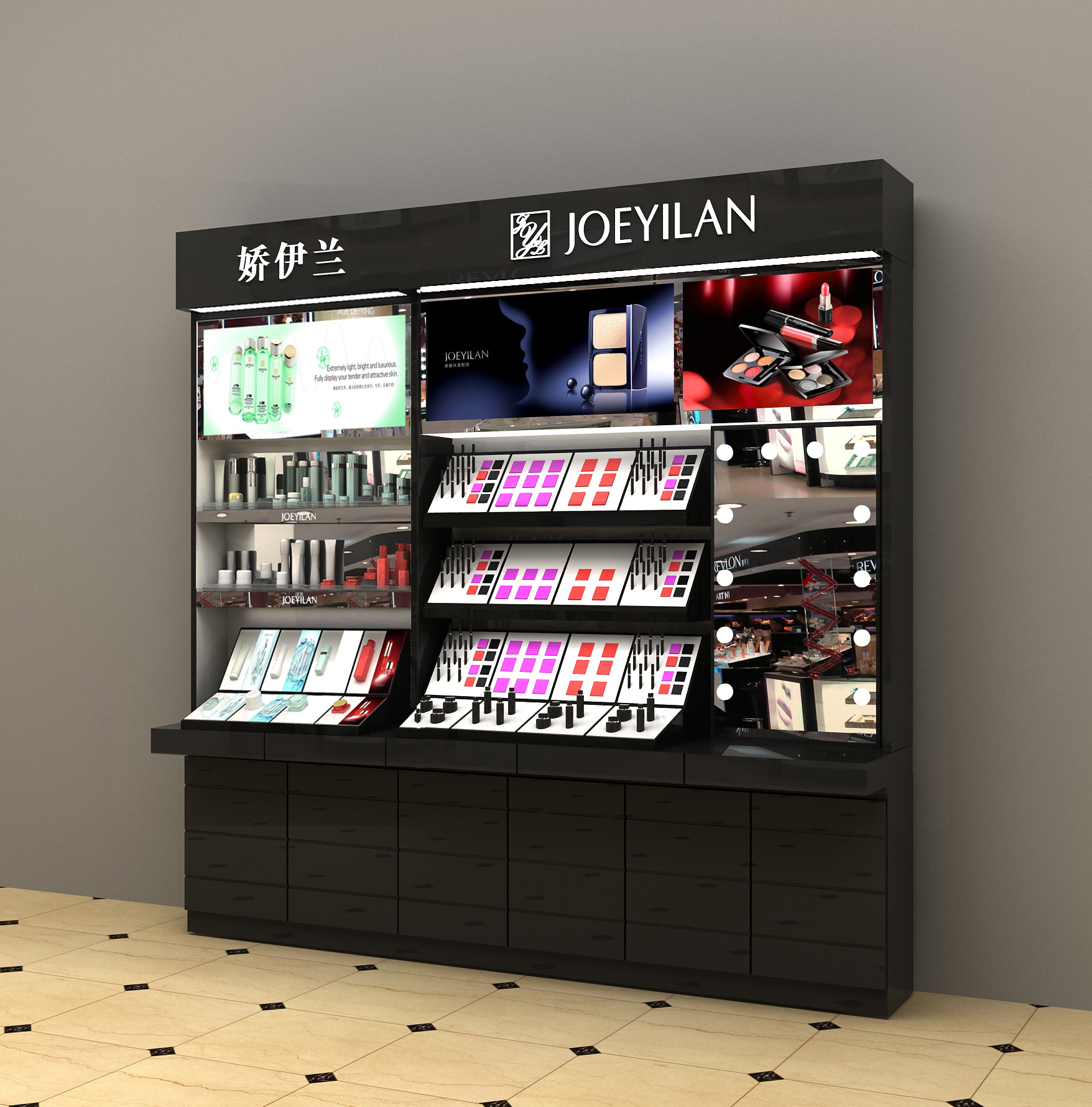 设计与制作护肤品高柜化妆品高柜护肤品展柜**护肤品专买展柜