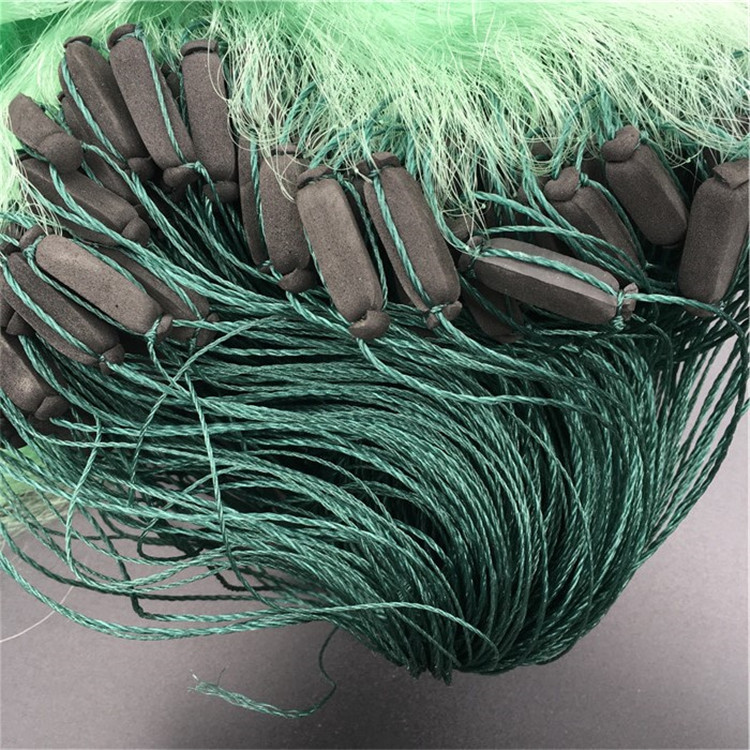 渔网批发绿丝网3米7指100米三层渔网沉捕鱼网粘网沾网挂子网