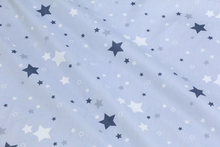 儿童卡通星星波纹印花纯棉布料 宝宝包被睡袋被套床单全棉斜纹布