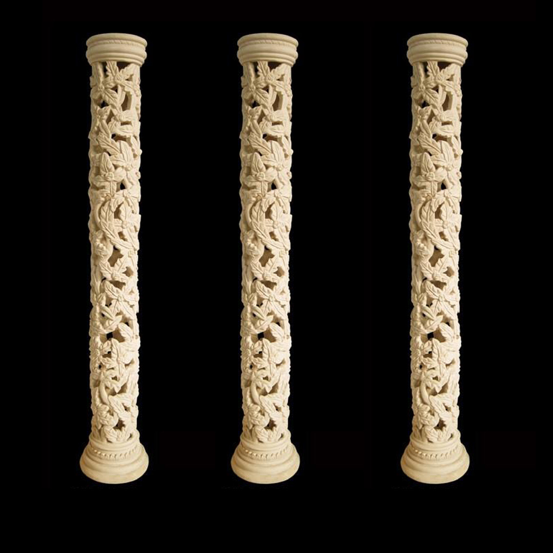 专业生产定制玻璃钢树脂人造砂岩西式景观酒店室内镂空透光罗马柱