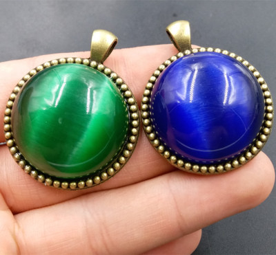 厂家直销 新款精品人造猫眼石吊坠 圆形猫眼石挂件 特价