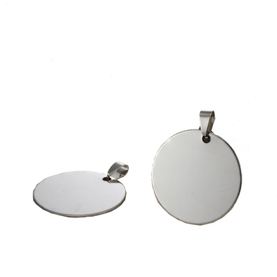 diy饰品配件 圆光面 圆片吊坠 不锈钢 可刻字 图案 商标 35mm
