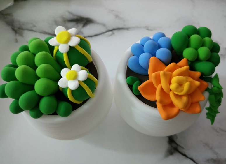 儿童彩泥超轻粘土diy多肉盆栽 圆形彩色小花盆手工创意教师节礼物