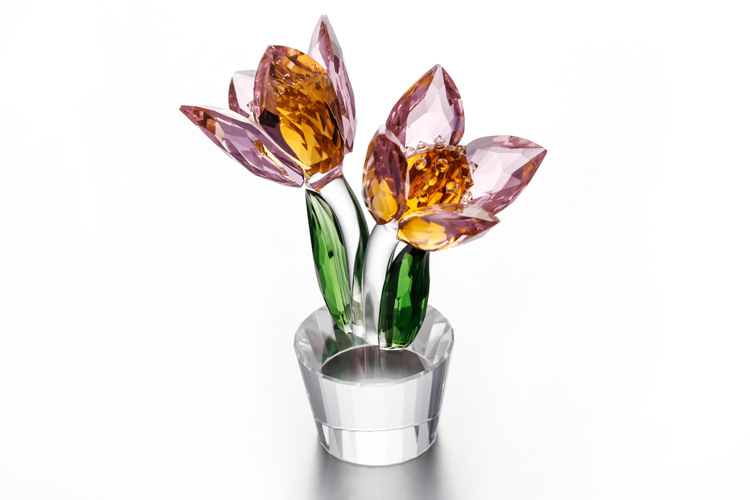 水晶花君子兰摆件 车内饰品摆件 创意节日礼物