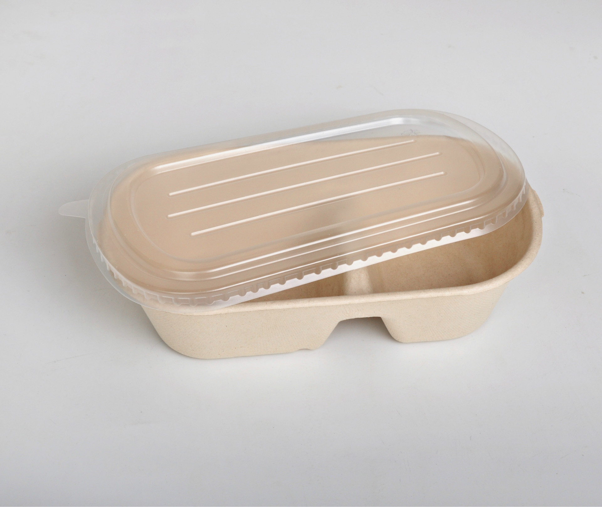 宜佳宜双格一次性餐盒环保外卖餐盒 沙拉盒 秸秆浆寿司打包盒