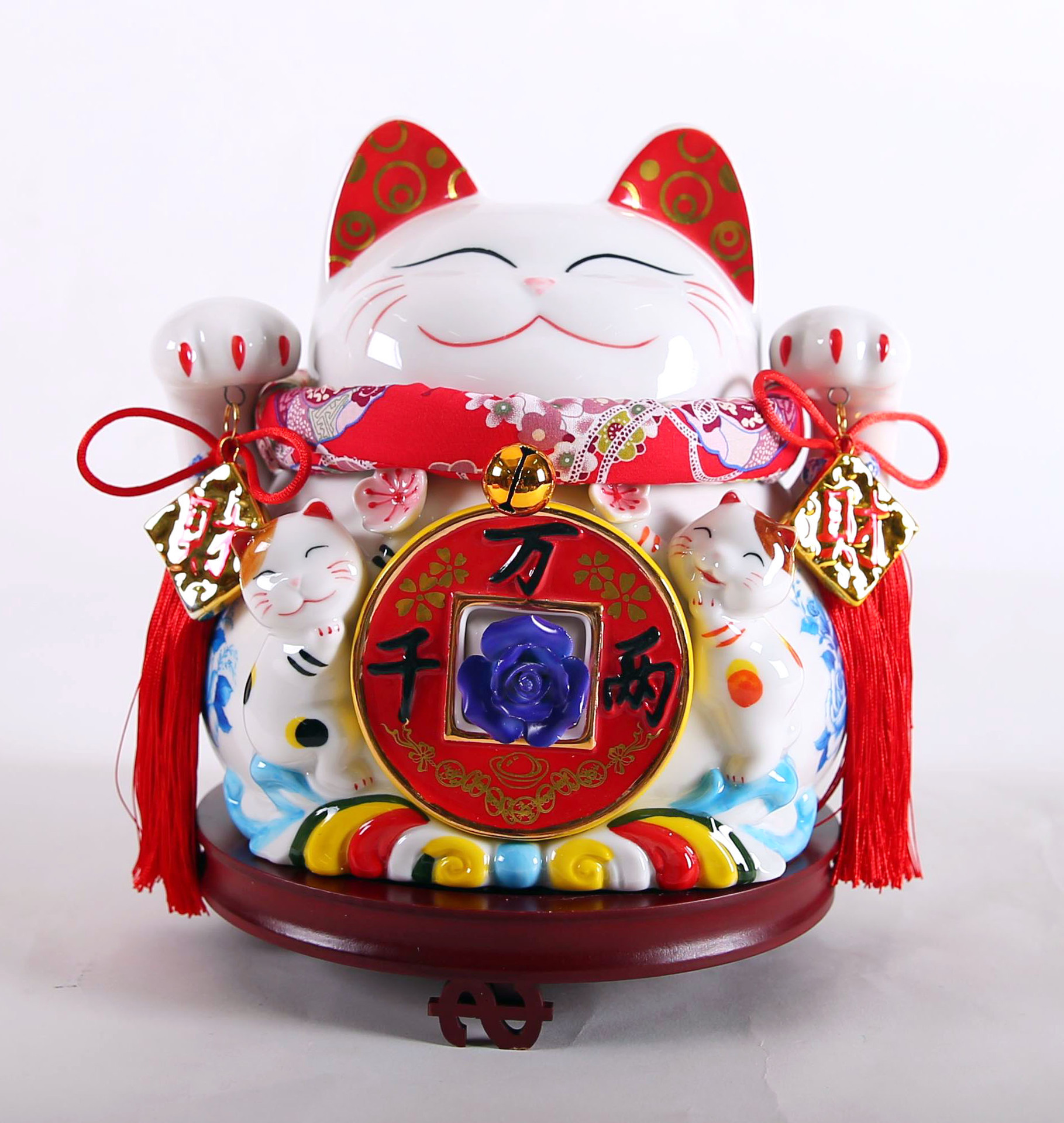 中国风陶瓷招财猫存钱储蓄罐11寸千万两(木)开业礼品家居摆件