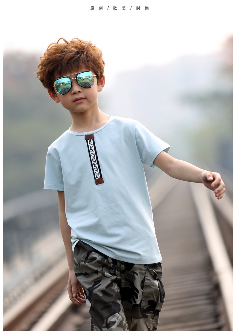 男大童t恤短袖精棉韩版大男孩夏装体恤衫初中生夏季13-15岁男童装
