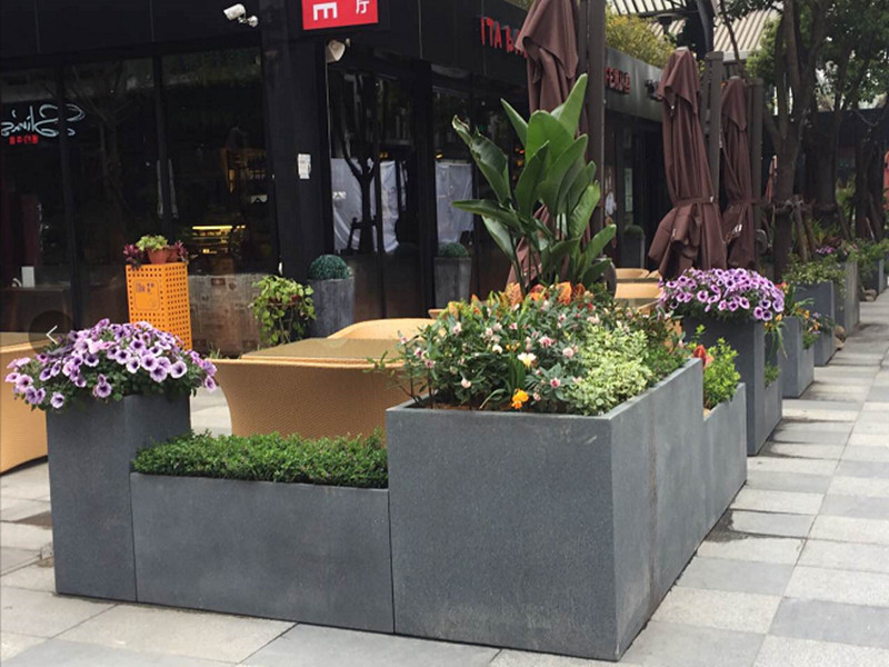 成品移动花箱 外贸摆件家庭装饰 室外氧化镁方花盆 阳台种菜设备