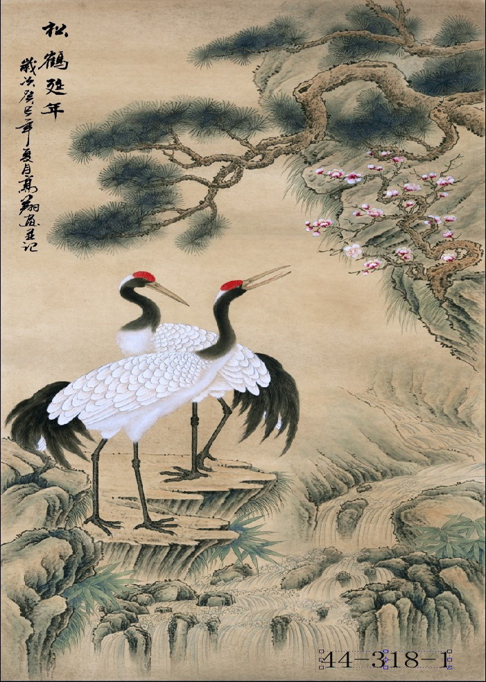 44-318-1蜀墨轩国画字画 工笔仙鹤 竖幅装饰书画 高仿真画芯批发