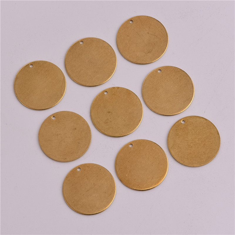 diy饰品配件22mm光面单孔圆形铜片童装配饰手工挂件首饰材料7888