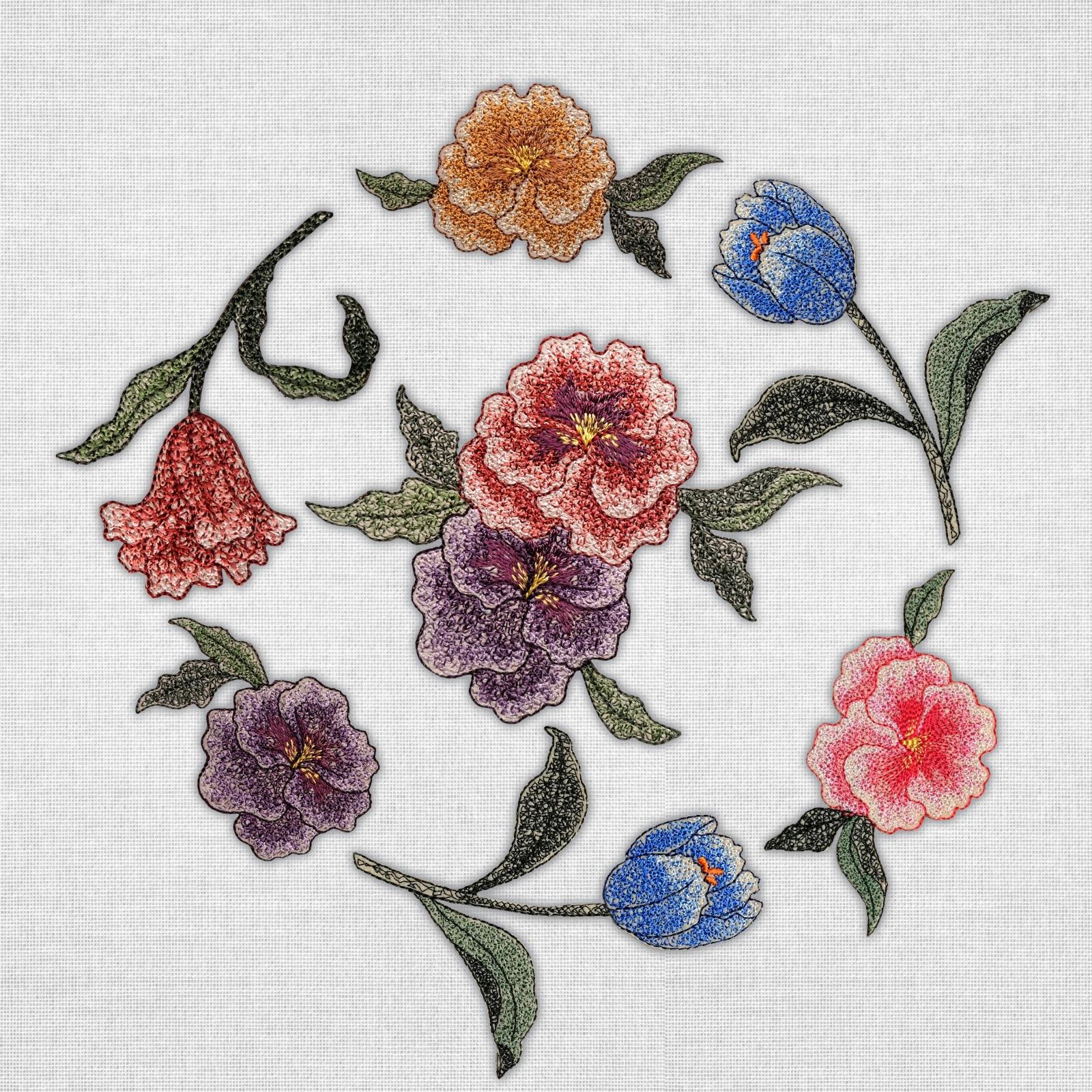 diy布贴刺绣郁金香花朵衣服辅料配饰装饰时尚补丁贴批发代发