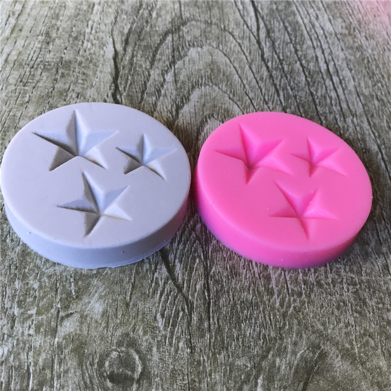 diy翻糖硅胶模具3连五角星蛋糕模巧克力滴胶泥丸工具