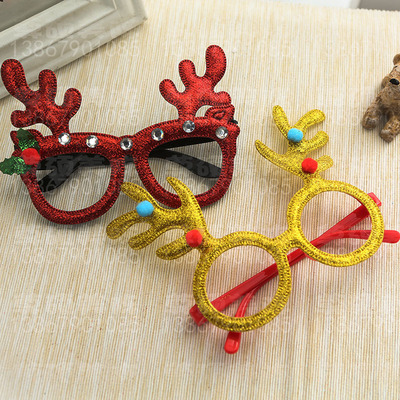 手工材料包圣诞节趣味眼镜卡通眼镜儿童diy创意黏贴表演道具礼物