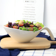 创意水果沙拉碗餐厅商用陶瓷餐具甜品碗凉菜碗辫子造型碗特色菜碗