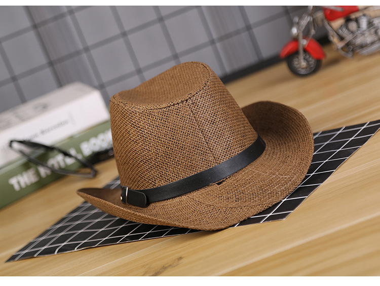 帽子2020男士夏天西部牛仔网格大檐户外旅行遮阳帽批发一件代发