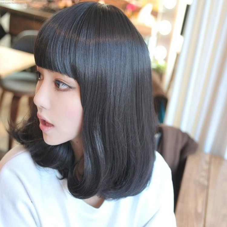 假发梨花头 中长 梨花头修脸帅气女中长发流行长卷发型假发套