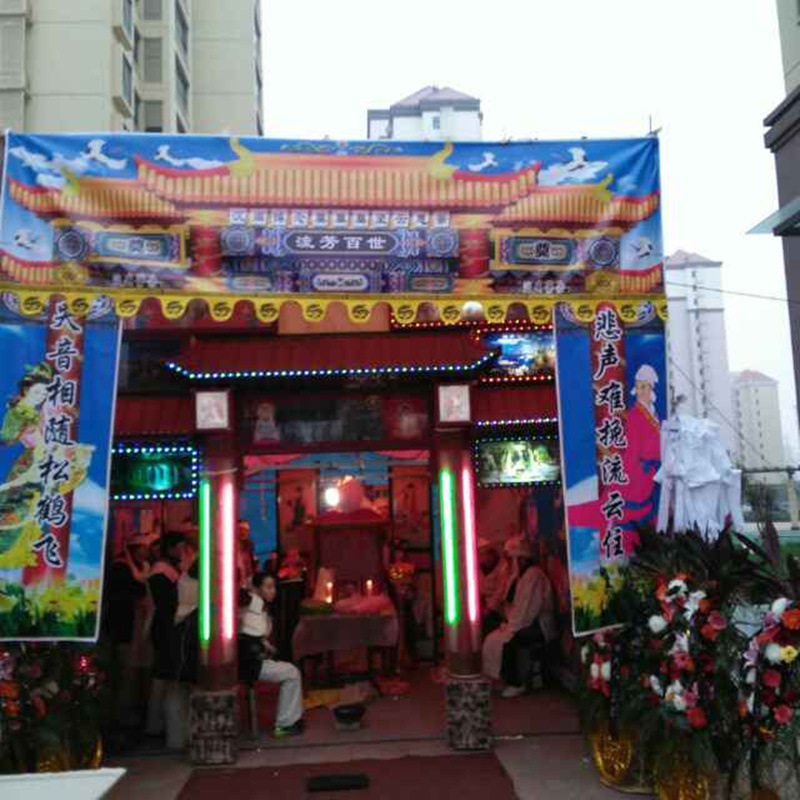 新款舞台背景布画丧事用品灵堂布 白事灵棚壁画灵堂布置用品批发