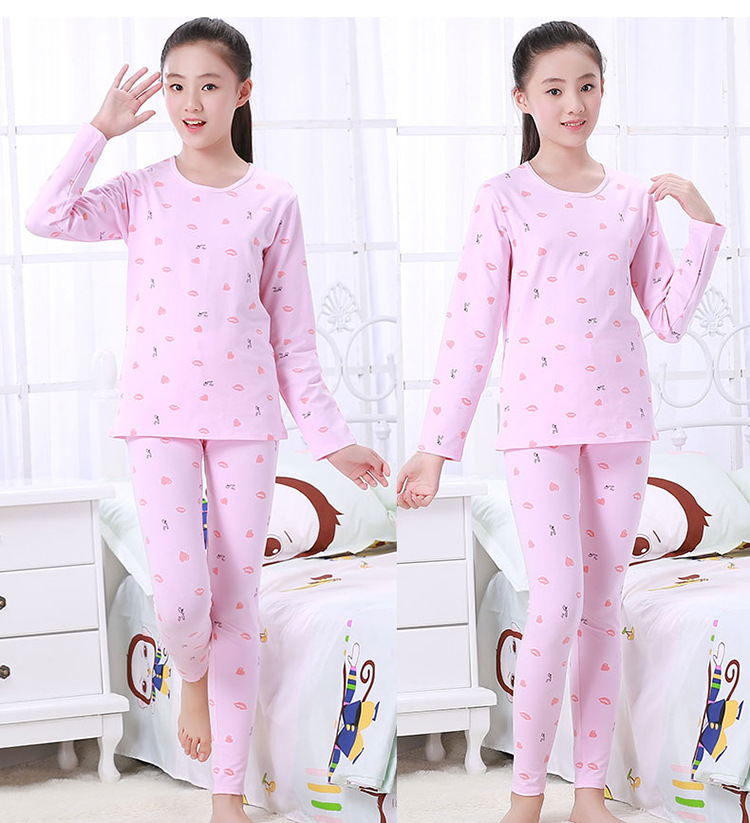 思琪拉斐少女保暖内衣套装学生薄款棉秋冬秋衣秋裤打底套装