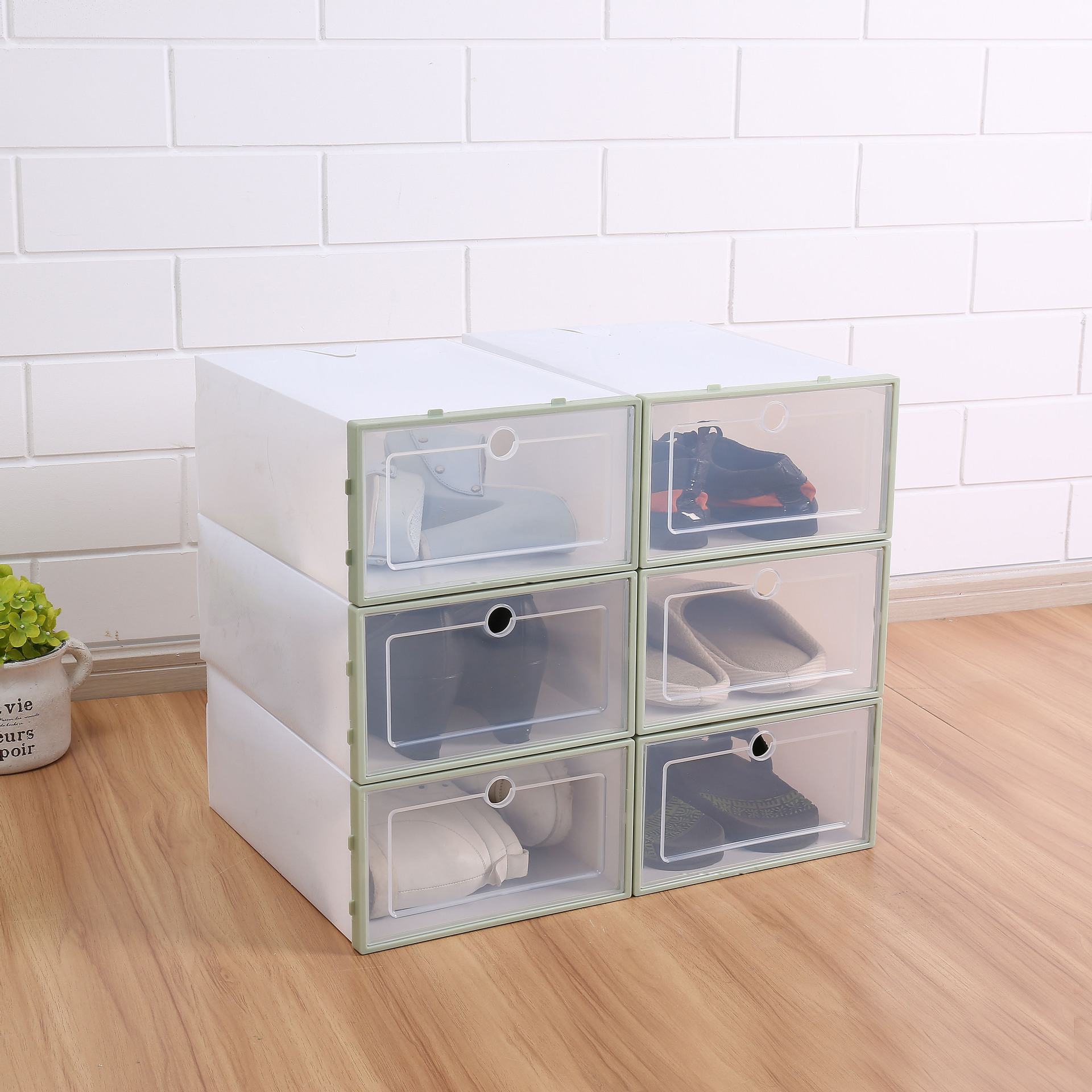 Thickened Plastic Drawer Shoe Box Shoes Storage Box Transparent Flip Combination Shoe Cabinet Men's and Women's Basketball Shoe Box